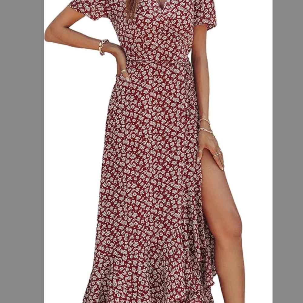 Prettygarden Floral Red Maxi Dress